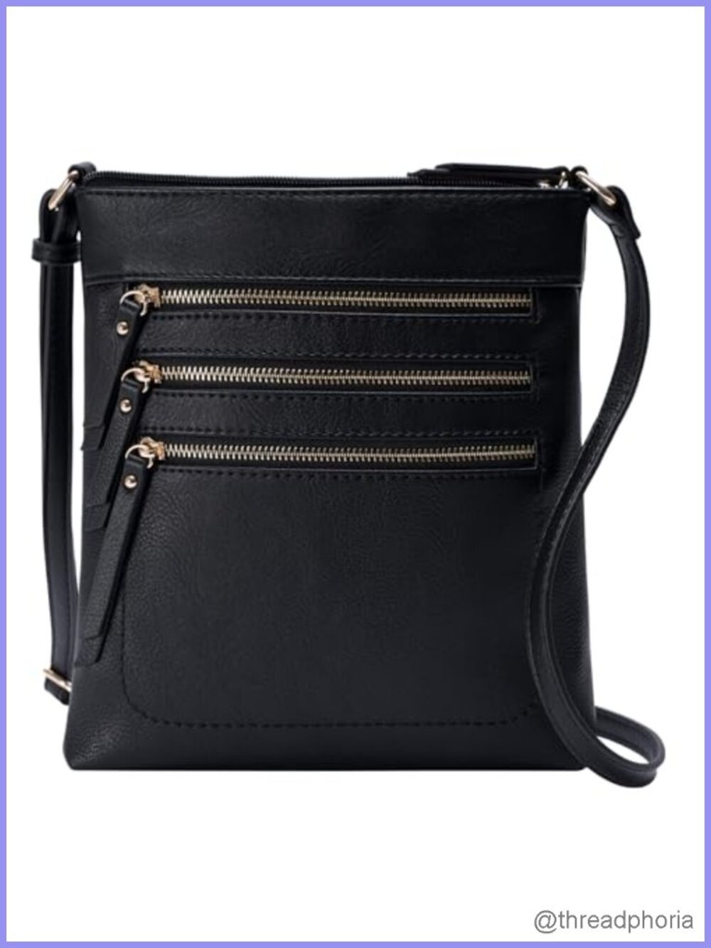 Faux Leather Multi Pocket Crossbody Bag Adjustable Strap Messenger Purse